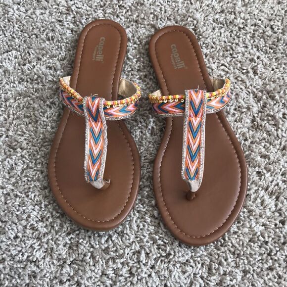Like New Aztec Tribal Beaded Sandals - Picture 1 of 5